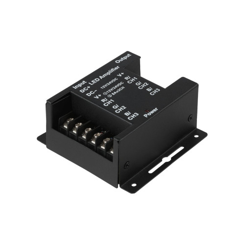 Усилитель для светодиодных лент и модулей RGB-12В-24А-288Вт-IP20, 3 канала, TDM Усилитель для светодиодных лент и модулей RGB-12В-24А-288Вт-IP20, 3 канала, TDM