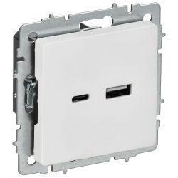BRITE Розетка USB A+C 18Вт РЮ11-1-БрАБ арктический белый IEK