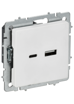 BRITE Розетка USB A+C 18Вт РЮ11-1-БрАБ арктический белый IEK