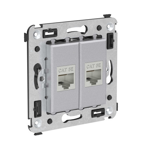 Компьютерная розетка RJ-45 без шторки в стену, кат.5e двойная экранированная, Avanti, закаленная сталь Компьютерная розетка RJ-45 без шторки в стену, кат.5e двойная экранированная, Avanti, закаленная сталь
