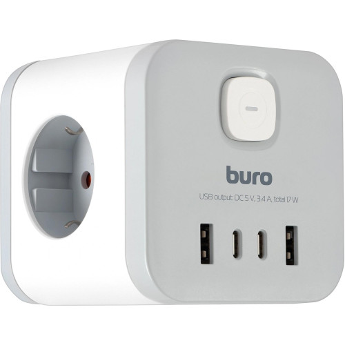Сетевой разветвитель Buro BU-PW3UC-W (3 розетки) белый (пакет ПЭ)