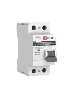 ВДТ ВД-100 2P 25А 10мА тип А эл-мех 4,5кА PROXIMA EKF