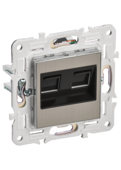 SKANDY Розетка компьютерная двойная RJ45 кат.6 SK-K04N металл никель IEK