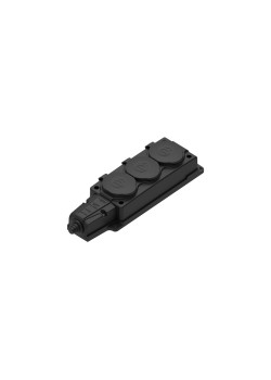 MULTISET Колодка 3х розетка 2К+З каучуковая 16 А/250 В IP44 ЧЁРНАЯ