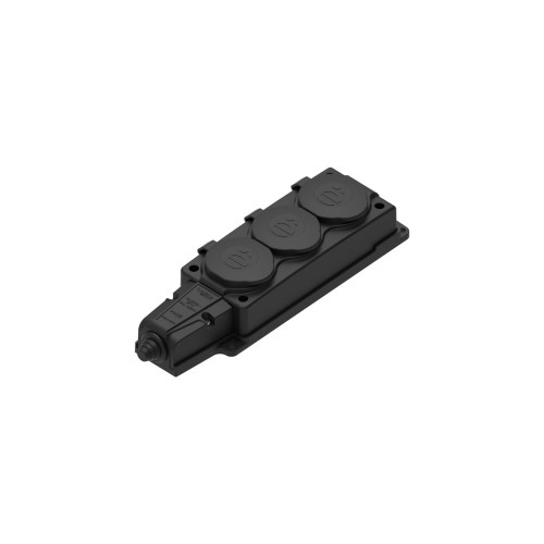MULTISET Колодка 3х розетка 2К+З каучуковая 16 А/250 В IP44 ЧЁРНАЯ