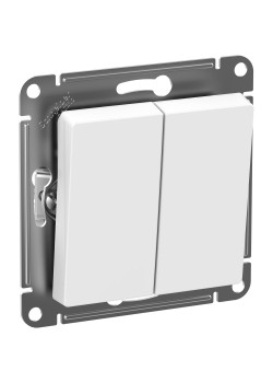 ATLASDESIGN AQUA 2-клавишный ВЫКЛЮЧАТЕЛЬ, IP44, сх.5, 10АХ, механизм, БЕЛЫЙ