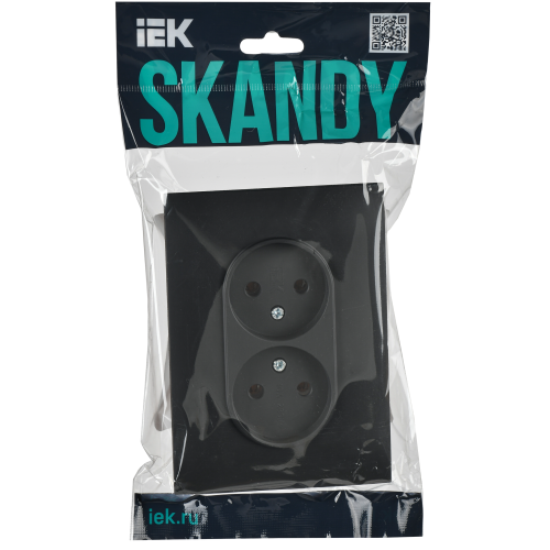 SKANDY Розетка 2-местная без заземления без защитных шторок 10А в сборе SK-R10G графит IEK