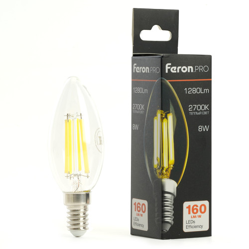 Лампа светодиодная Feron.PRO LB-1208 Свеча E14 1280LM 8W 175-265V 2700K Лампа светодиодная Feron.PRO LB-1208 Свеча E14 1280LM 8W 175-265V 2700K