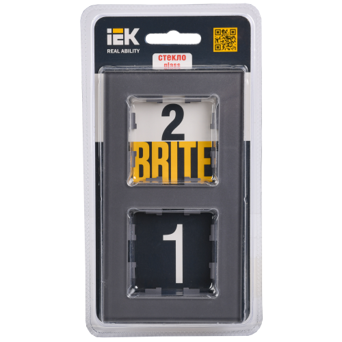 BRITE Рамка 2 -местная РУ-2-2-БрСе стекло серый IEK BRITE Рамка 2 -местная РУ-2-2-БрСе стекло серый IEK