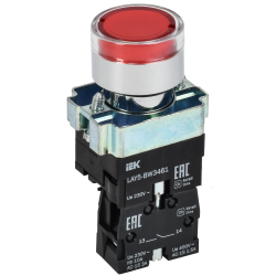 Кнопка управления LAY5-BW3461 с подсветкой красный 1NO IEK