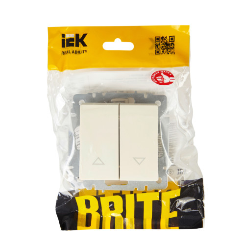 BRITE Выключатель жалюзи 10А ВС10-1-5-БрКр бежевый IEK BRITE Выключатель жалюзи 10А ВС10-1-5-БрКр бежевый IEK