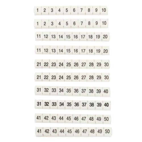 Маркеры для ST/Push-in 2,5 с нумерацией 1-50 для крепления сбоку (100 шт.) EKF