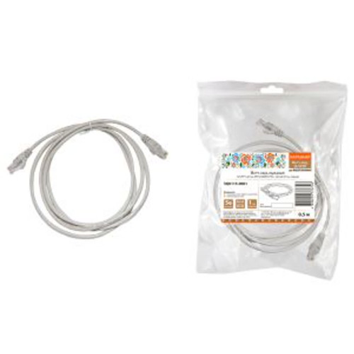 Патч-корд народный U/UTP Cat 5e 4PR 24AWG PVC, литой 0,5 м, серый