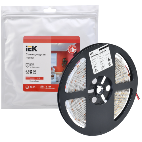 Лента светодиодная 5м LSR-2835R60-4,8-IP65-12В IEK