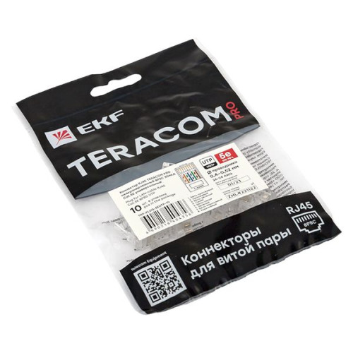 Коннектор RJ-45 TERACOM PRO неэкран. 8P8C 30мкд Cat.5E универс. (упак.10шт) Коннектор RJ-45 TERACOM PRO неэкран. 8P8C 30мкд Cat.5E универс. (упак.10шт)