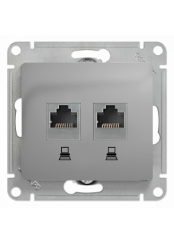 GLOSSA РОЗЕТКА двойная компьютерная RJ45+RJ45 кат. 5e, механизм, АЛЮМИНИЙ