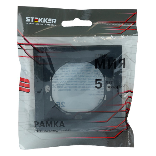 Рамка 1-местная, STEKKER, серия Мия, PFR00-3001-05, черный бархат Рамка 1-местная, STEKKER, серия Мия, PFR00-3001-05, черный бархат