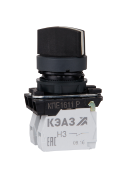 Переключатель КПЕ1611Р-черный-1но+1нз-ручка-фикс-2поз-IP65-КЭАЗ