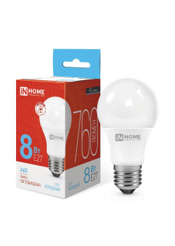 Лампа светодиодная LED-A60-VC 8Вт грушевидная 6500К холод. бел. E27 760лм 230В IN HOME 4690612024042