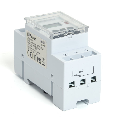 Таймер реле времени на DIN-рейку Feron TM41 3500W/16A Таймер реле времени на DIN-рейку Feron TM41 3500W/16A