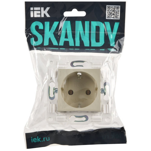 SKANDY Розетка с заземлением без защитных шторок 16А SK-R05B бежевый IEK SKANDY Розетка с заземлением без защитных шторок 16А SK-R05B бежевый IEK
