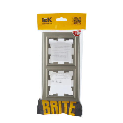BRITE Рамка 2-местная IP44 РУ-2-БрШ-44 шампань IEK BRITE Рамка 2-местная IP44 РУ-2-БрШ-44 шампань IEK