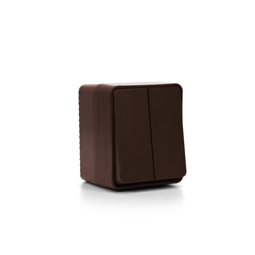 ATLASDESIGN PROFI IP54 О/У 2-клавишный ВЫКЛЮЧАТЕЛЬ, сх.5, 10АХ, КОРИЧНЕВЫЙ