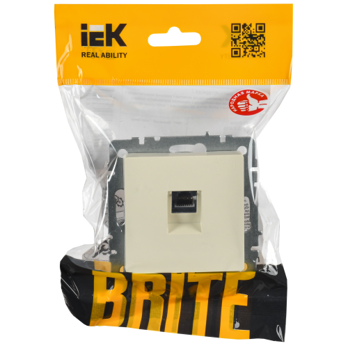 BRITE Розетка компьютерная RJ45 кат.6 РК11-БрКр бежевый IEK BRITE Розетка компьютерная RJ45 кат.6 РК11-БрКр бежевый IEK