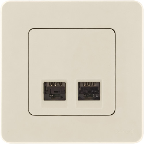 INSPIRIA Розетка компьютерная двойная RJ45 категория 6 UTP слоновая кость