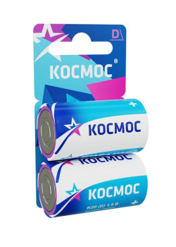 Элемент питания солевой D/R20 (блист.2шт) КОСМОС KOCR202BL