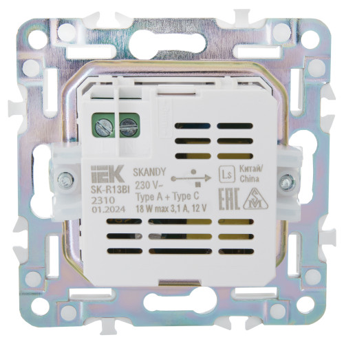SKANDY Розетка USB A+C 18Вт SK-R13Bl черный IEK SKANDY Розетка USB A+C 18Вт SK-R13Bl черный IEK