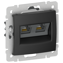 IEKVALENA Розетка компьютерная двойная RJ45 категория 5Е UTP 6945341 черный матовый IEK