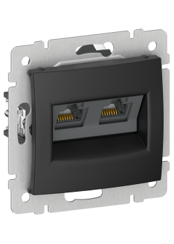 IEKVALENA Розетка компьютерная двойная RJ45 категория 5Е UTP 6945341 черный матовый IEK
