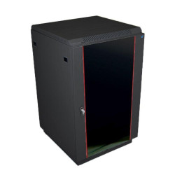 Шкаф коммутационный ЦМО (ШТК-М-18.6.8-1ААА-9005) напольный 18U 600x800мм пер.дв.стекл задн.дв.стал.лист 2 бок.пан. 500кг черный 655мм 56.1кг 180град. 960мм