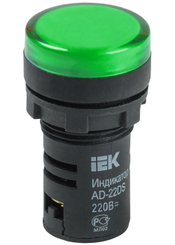 Лампа AD22DS(LED)матрица d=22мм зеленый 12В AC/DC IEK