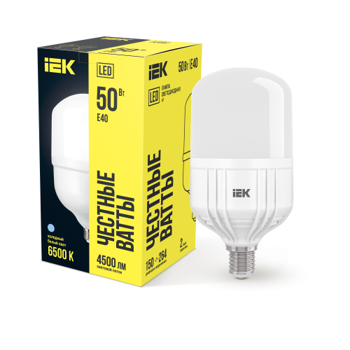 Лампа светодиодная HP 50Вт 230В 6500К E40 IEK