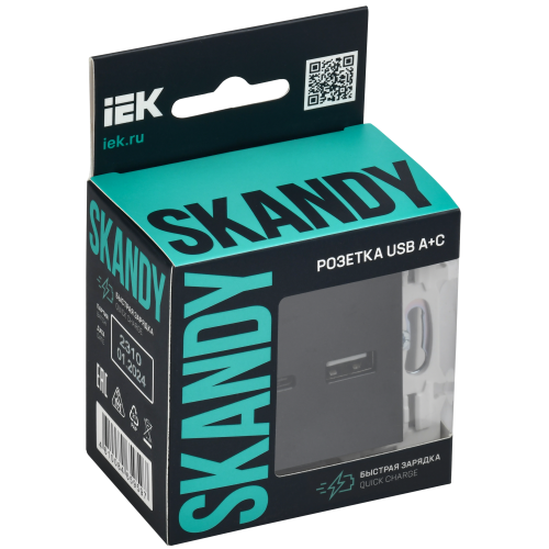 SKANDY Розетка USB A+C 18Вт SK-R13G мятный IEK