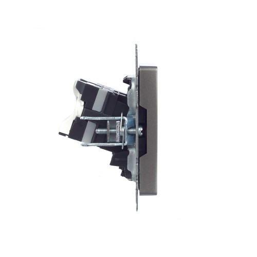 BRITE Розетка компьютерная двойная RJ45 кат.5E РК10-2-БрС сталь IEK BRITE Розетка компьютерная двойная RJ45 кат.5E РК10-2-БрС сталь IEK