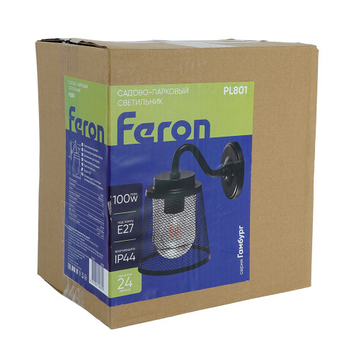 Светильник садово-парковый Feron PL801 на стену вниз 100W 230V E27, черный Светильник садово-парковый Feron PL801 на стену вниз 100W 230V E27, черный