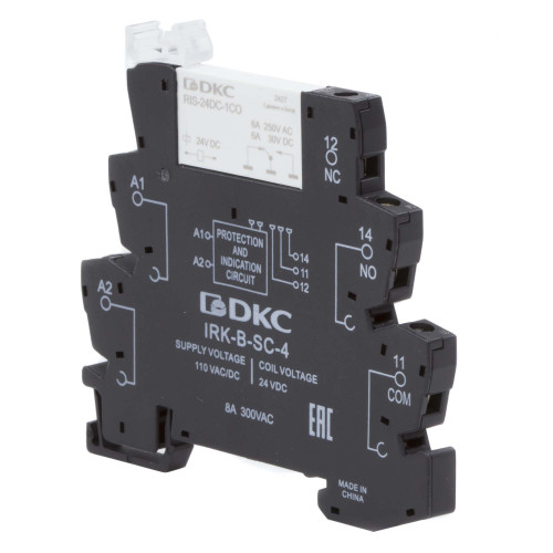 Реле интерфейсное, 1CO, ком. ток 6А, AgSnO2, напряжение 110V AC/DC, винтовые клеммы.