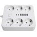 Удлинитель 6-местный c/з 3x1 мм2, 3 м, 250В, 10А, 4USB+2Type-C 2,4А, серия Home plus, белый STEKKER HM09-66-02 Удлинитель 6-местный c/з 3x1 мм2, 3 м, 250В, 10А, 4USB+2Type-C 2,4А, серия Home plus, белый STEKKER HM09-66-02
