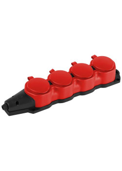 Колодка ЭРА KX-4e-RED-IP44 каучуковая с заземлением 4 розетки 16A IP44 красн. Эра Б0068456