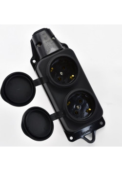 Колодка 2-м 16А IP44 2P+PE 220-240В с защ. крышками каучук LEZARD 106-0400-0110/110