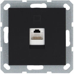 Розетка компьютерная 1-м RJ45 IP20 кат. 5E механизм черн. матов. soft touch Jasmart G6105PB