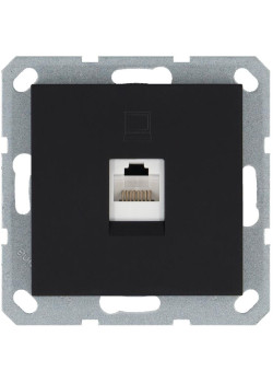 Розетка компьютерная 1-м RJ45 IP20 кат. 5E механизм черн. матов. soft touch Jasmart G6105PB