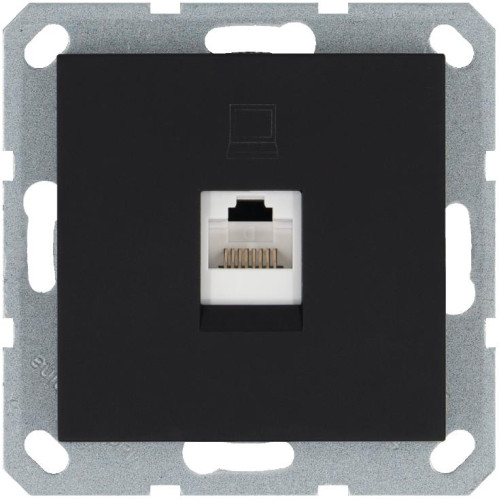 Розетка компьютерная 1-м RJ45 IP20 кат. 5E механизм черн. матов. soft touch Jasmart G6105PB