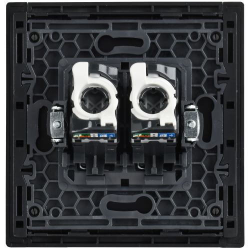 FORTE&PIANO Розетка компьютерная двойная RJ45 кат.5E FP133M металл черный IEK FORTE&PIANO Розетка компьютерная двойная RJ45 кат.5E FP133M металл черный IEK