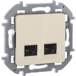 Розетка компьютерная двойная/ Розетка компьютерная двойная RJ-45 категория 5Е UTP слоновая кость INSPIRIA