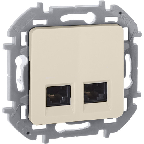 Розетка компьютерная двойная/ Розетка компьютерная двойная RJ-45 категория 5Е UTP слоновая кость INSPIRIA