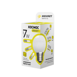 Лампа светодиодная GL45 7Вт 220В E27 3000К 3 уровня яркости Космос Smart LksmLEDSD7wGL45E2730